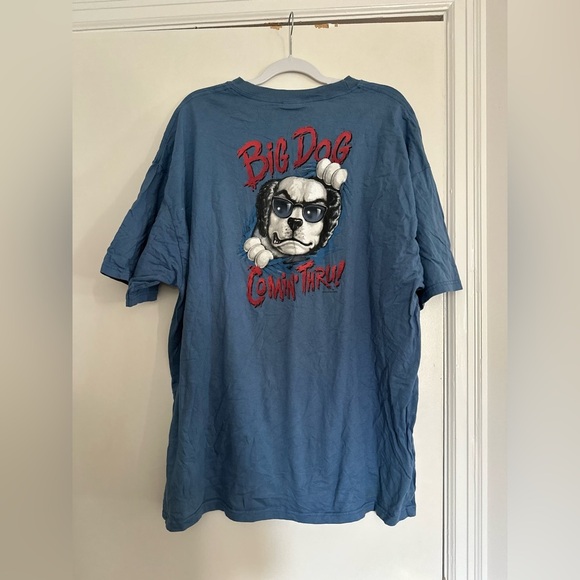 Vintage Y2K ‘01  Men’s Big Dogs Comin’ Thru Blue Graphic Logo Short Sleeve Tee. - Picture 1 of 12